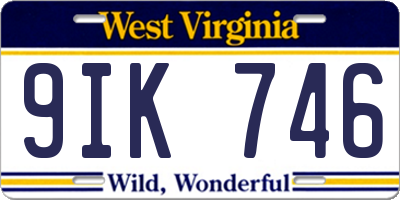 WV license plate 9IK746