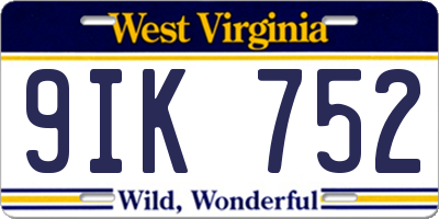 WV license plate 9IK752