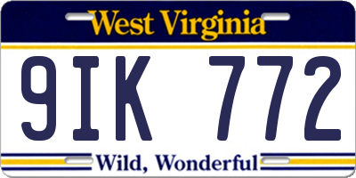 WV license plate 9IK772