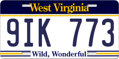 WV license plate 9IK773
