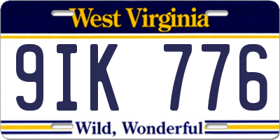 WV license plate 9IK776