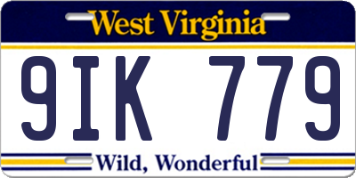 WV license plate 9IK779