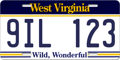 WV license plate 9IL123