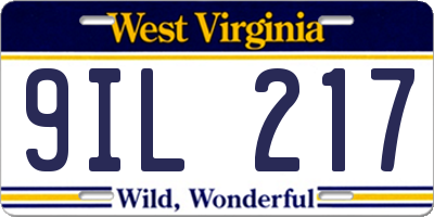 WV license plate 9IL217