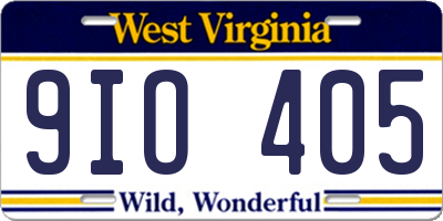 WV license plate 9IO405