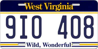 WV license plate 9IO408