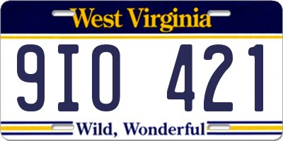 WV license plate 9IO421