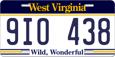 WV license plate 9IO438
