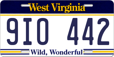 WV license plate 9IO442