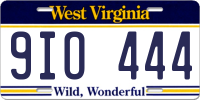 WV license plate 9IO444