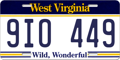 WV license plate 9IO449
