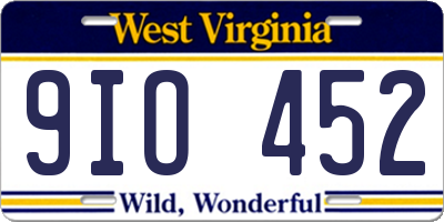WV license plate 9IO452