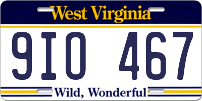 WV license plate 9IO467