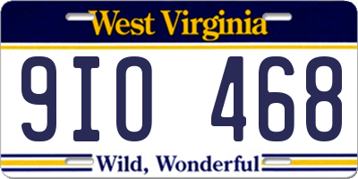 WV license plate 9IO468