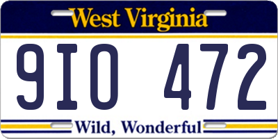 WV license plate 9IO472