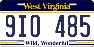 WV license plate 9IO485