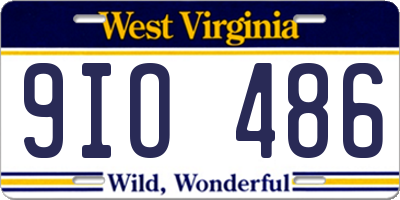 WV license plate 9IO486