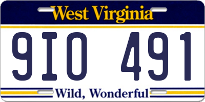 WV license plate 9IO491