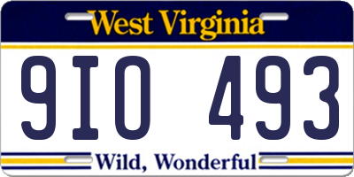 WV license plate 9IO493