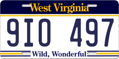 WV license plate 9IO497
