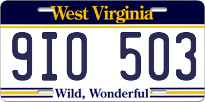 WV license plate 9IO503