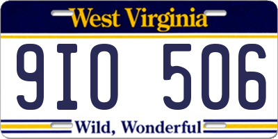 WV license plate 9IO506
