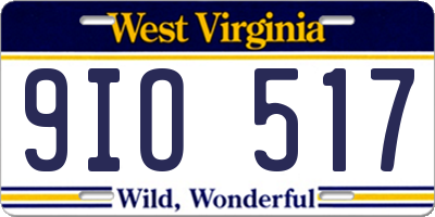 WV license plate 9IO517