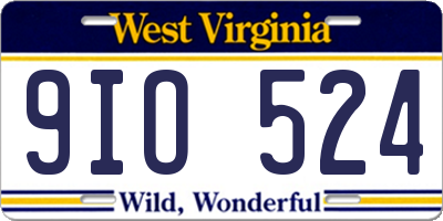 WV license plate 9IO524