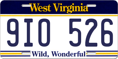 WV license plate 9IO526