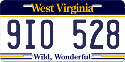 WV license plate 9IO528