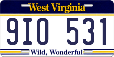 WV license plate 9IO531