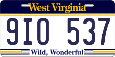 WV license plate 9IO537