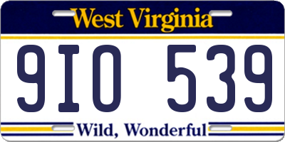WV license plate 9IO539