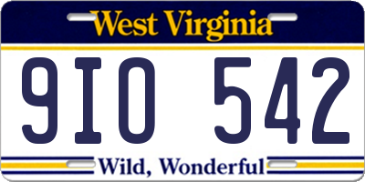 WV license plate 9IO542