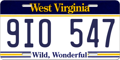 WV license plate 9IO547