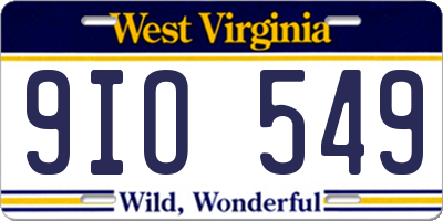 WV license plate 9IO549