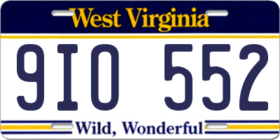 WV license plate 9IO552