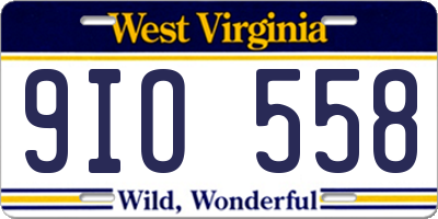 WV license plate 9IO558
