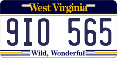 WV license plate 9IO565