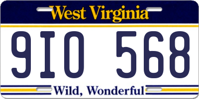 WV license plate 9IO568