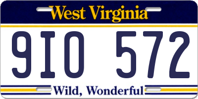 WV license plate 9IO572