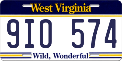 WV license plate 9IO574