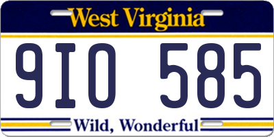 WV license plate 9IO585