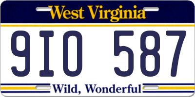 WV license plate 9IO587