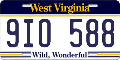WV license plate 9IO588