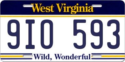 WV license plate 9IO593