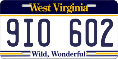 WV license plate 9IO602