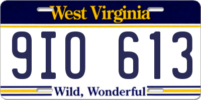 WV license plate 9IO613
