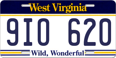 WV license plate 9IO620