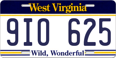 WV license plate 9IO625